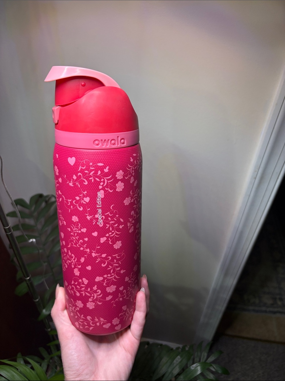 Owalo Pink Floral Travel Water Bottle - Special Edition